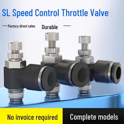 SL Trachea Quick Connector, White Throttle Valve, Pneumatic Speed Control Valve, SL4-12 Cylinder, M5, Adjustable