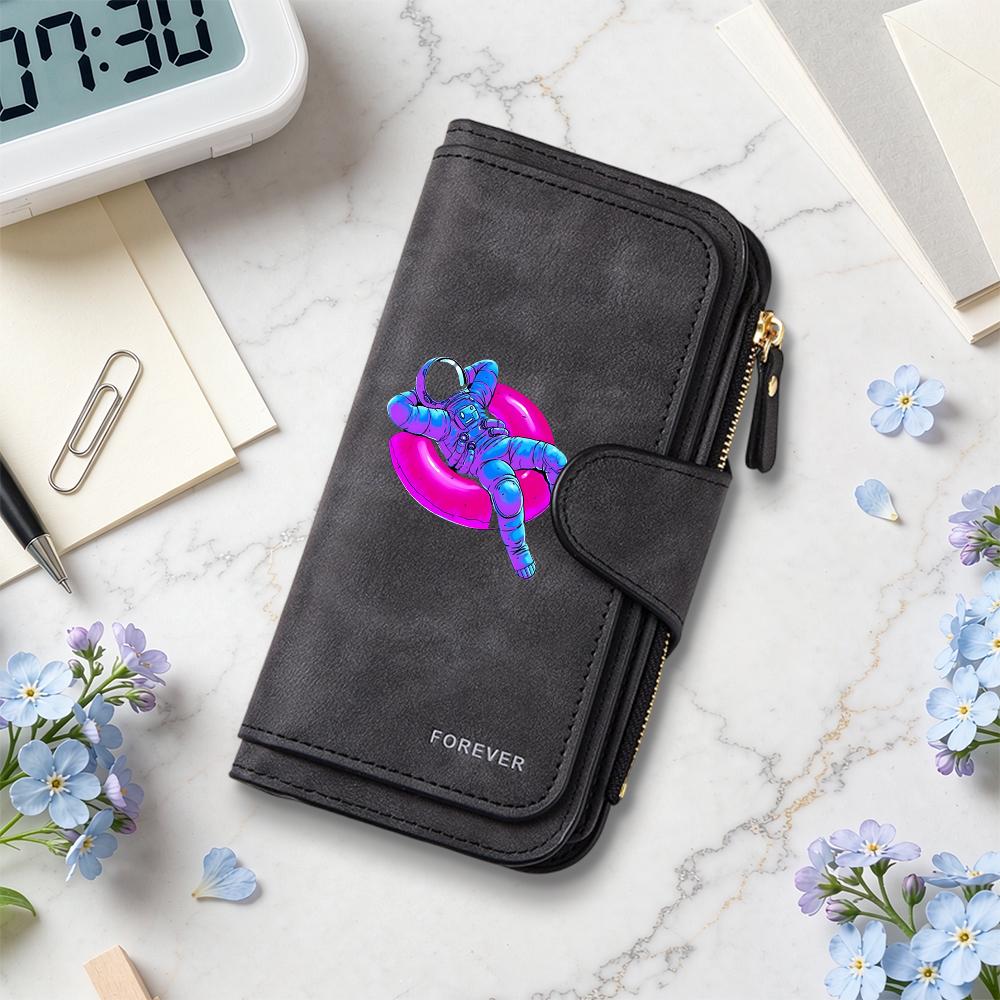Astronaut Print Long Wallet Portable Fashion Purse Forever Design Casual Card Holder