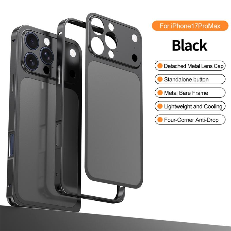 Luxury Rugged Aluminum Alloy Slim Frame Case For IPhone 13 14 15 16 17 Pro Max Fashion Metal Backplane Shockproof Protect Cover