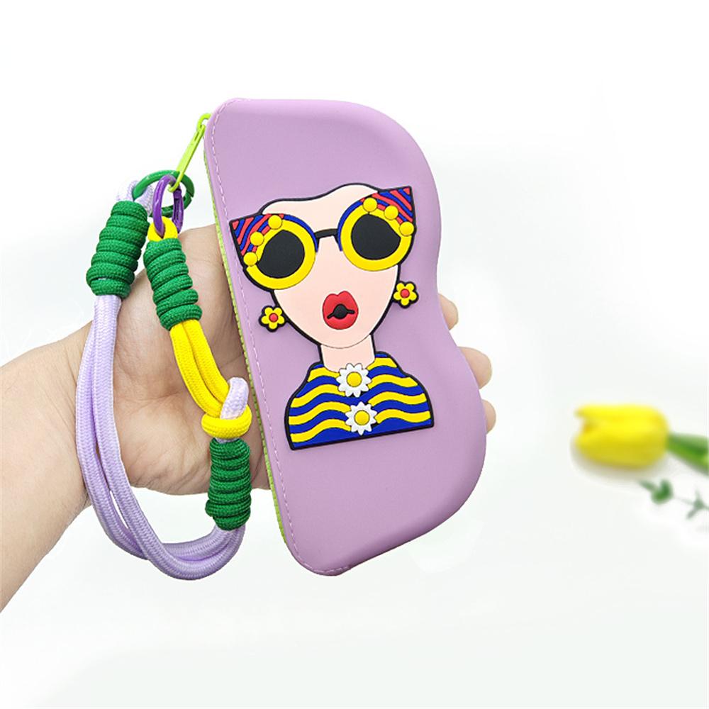 2025 New Portable Silicone Zipper Glasses Bag Sunglasses Protective Cover Waterproof Storage Bag Braided Lanyard Eyeglasses Case