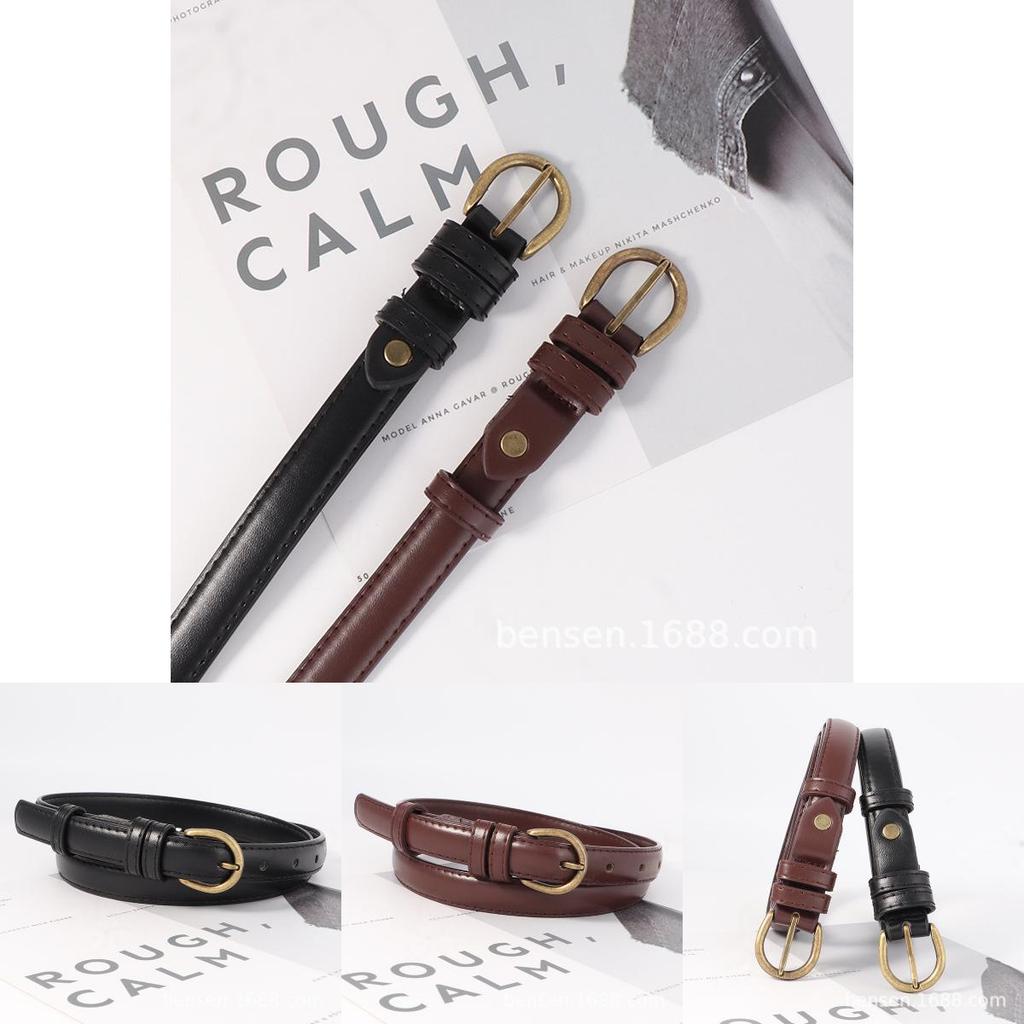 Elegant Womens Thin Pu Leather Belt With Metal Pin Buckle For Business And Casual Outfits