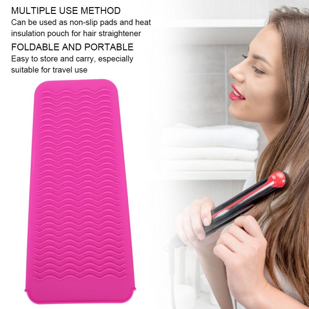 Silicone Material Hair Straightener Pouch Gray Non Slip Mat Travel Hair Curler Cover  Home