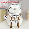 Cute Color Blocked Letter Printed Student Leisure Backpack With Pendant Plush