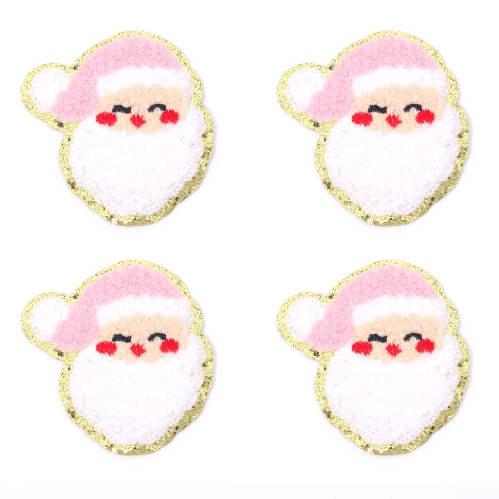 4pcs/lot Christmas Series Embroidery Patches Santa Snowflake Cartoon Shape Iron On Patch For DIY Sewing Garment Bags Decoration
