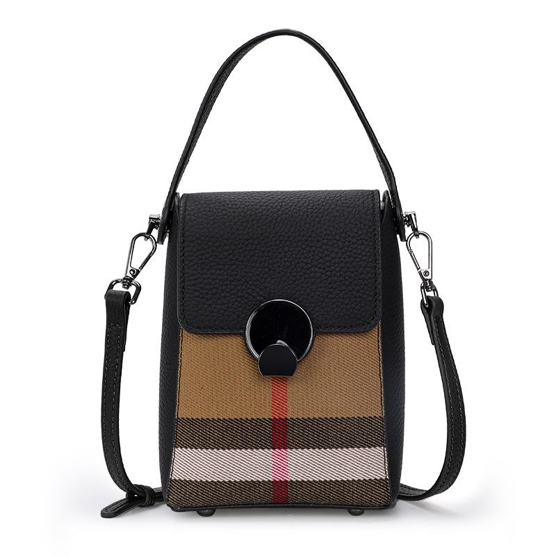 

Европейская и американская мода универсальная кожаная мини-сумка новая сумка для мобильного телефона из коровьей кожи клетчатая сумка через плечо из клетчатой ткани 13cmx7cmx19cm