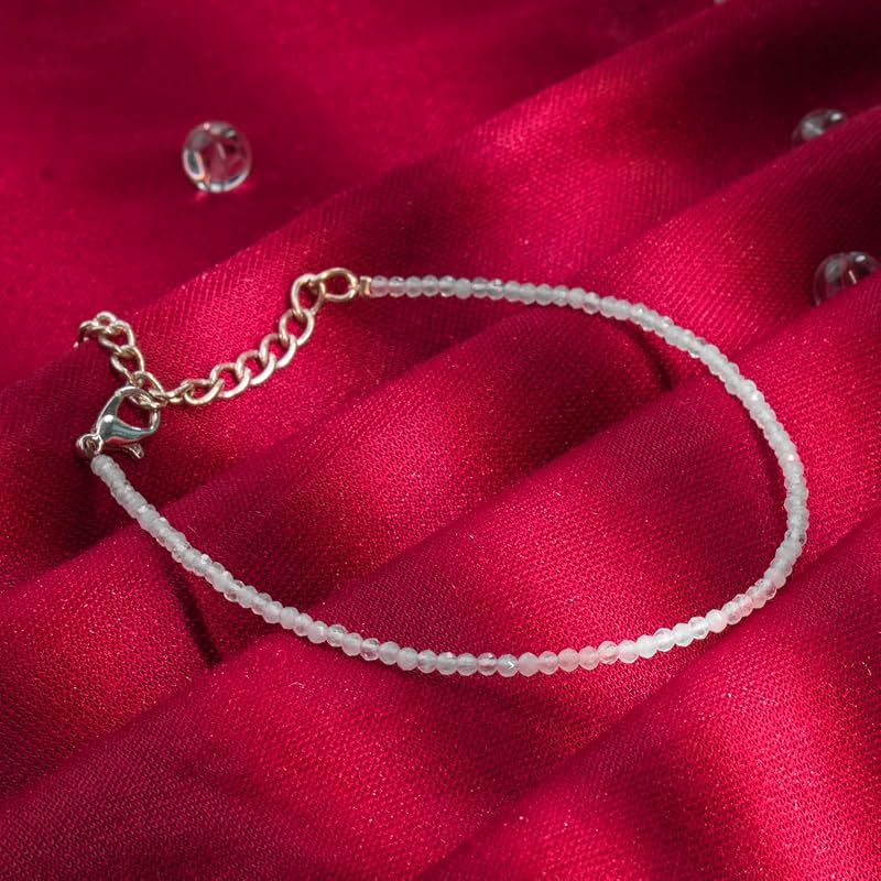 Astrotalk Clear Quartz Anklet | Master Healer Stone for Energy, Focus & Positivity | Clear Quartz Anklet for Women | Bes