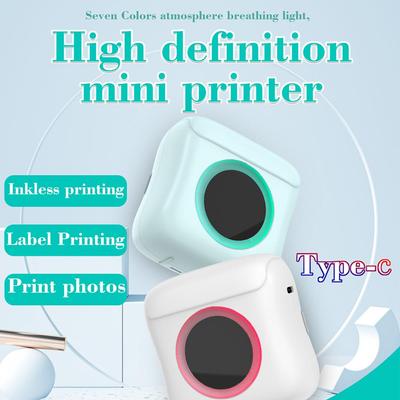 Fickskrivare Mini Bärbar Skrivare Etikett- och Klistermärke Termisk Bluetooth-utskrift 57 mm Trådlös Bläckfri 1200 mAh Batteri