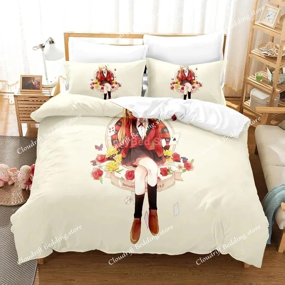 Anime Kakegurui Bedding Set for Girl 3D Print Duvet Cover Sets Comforter Bed Polyester Twin Queen King Single Size Boys Kids