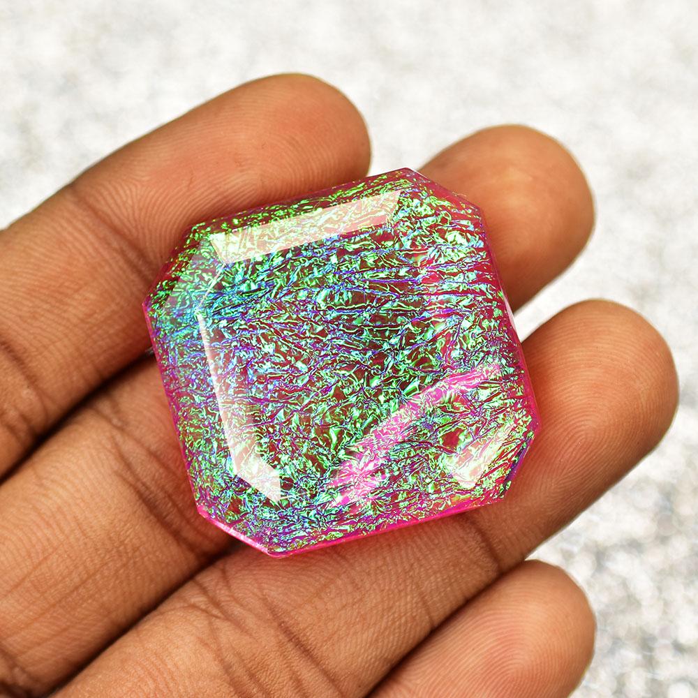 Lab-Created Opal Loose Gemstone Large Monarch Fire 83.15 ct Doublet Square Cut for Jewelry Designs