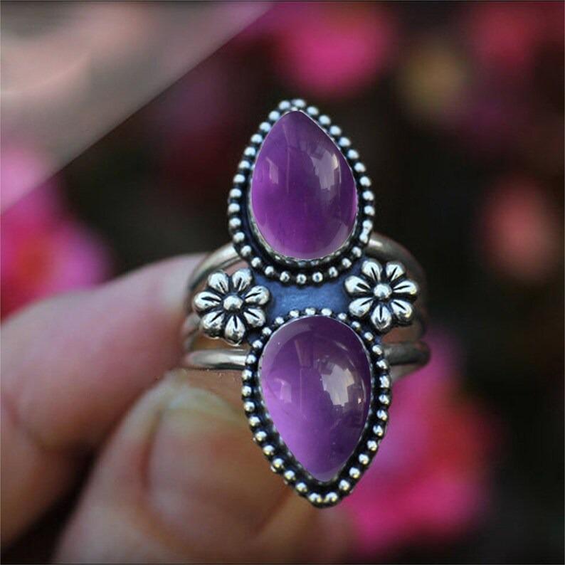Amethyst Gemstone Handmade Designer Ring, Solid 925 Sterling Silver Ring, Bohemian Ring, Anniversary Ring, Gift For Her