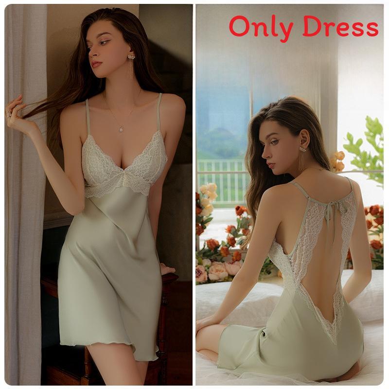 Lace Satin Sleepwear Set With V Neck And Sleeveless Design For Women