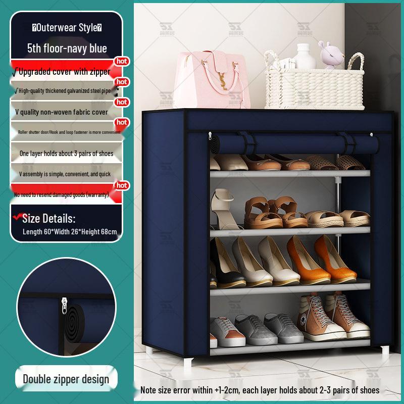 Multi-Layer Indoor Shoe Rack with Curtain
