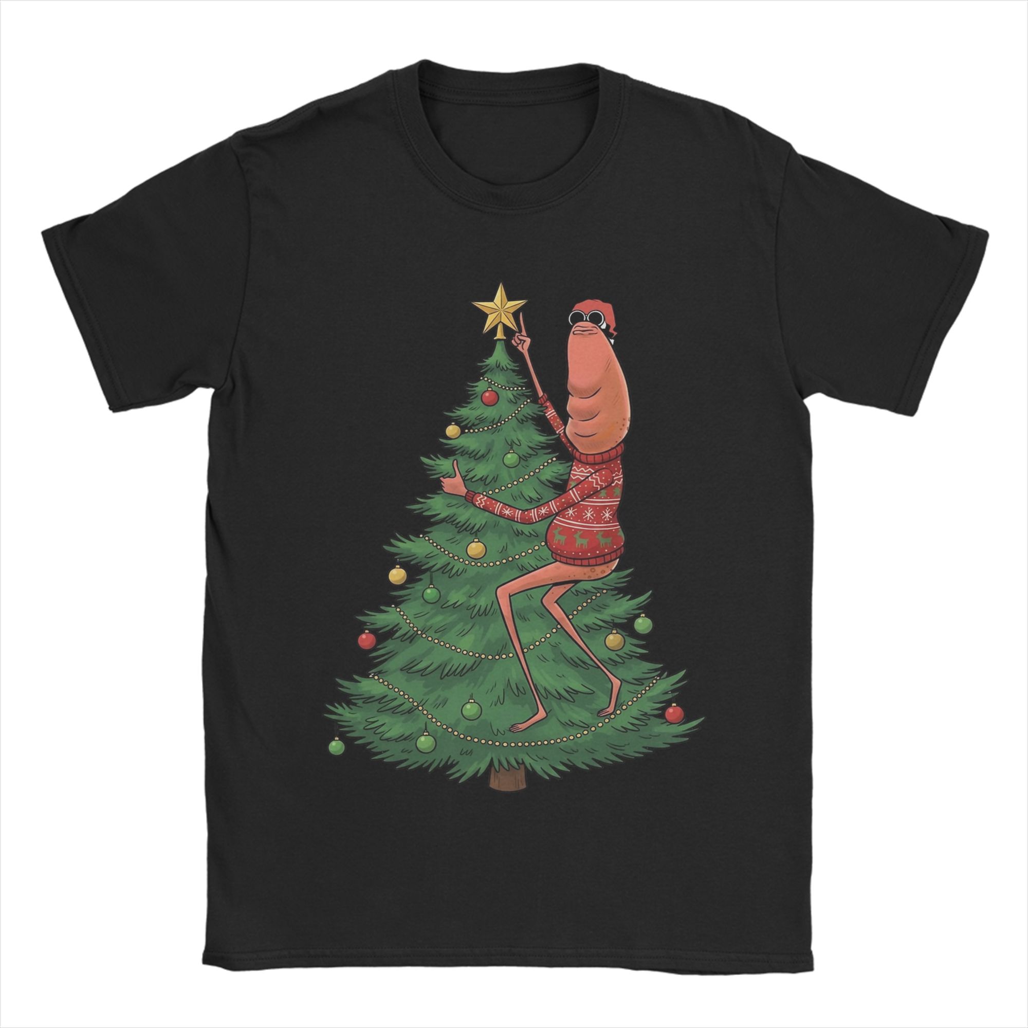 

Marcus The Worm Christmas Meme Men s T Shirts Leisure Tees Short Sleeve O Neck T-Shirts 100% Cotton Plus Size Clothes 4XL