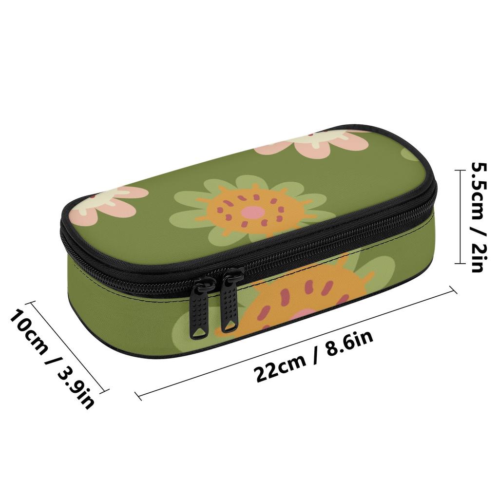 Pencil Bag 300D Polyester Large Capacity Zipper Closure with Main Compartment Mesh Pocket and Pen Slots for Middle School Students