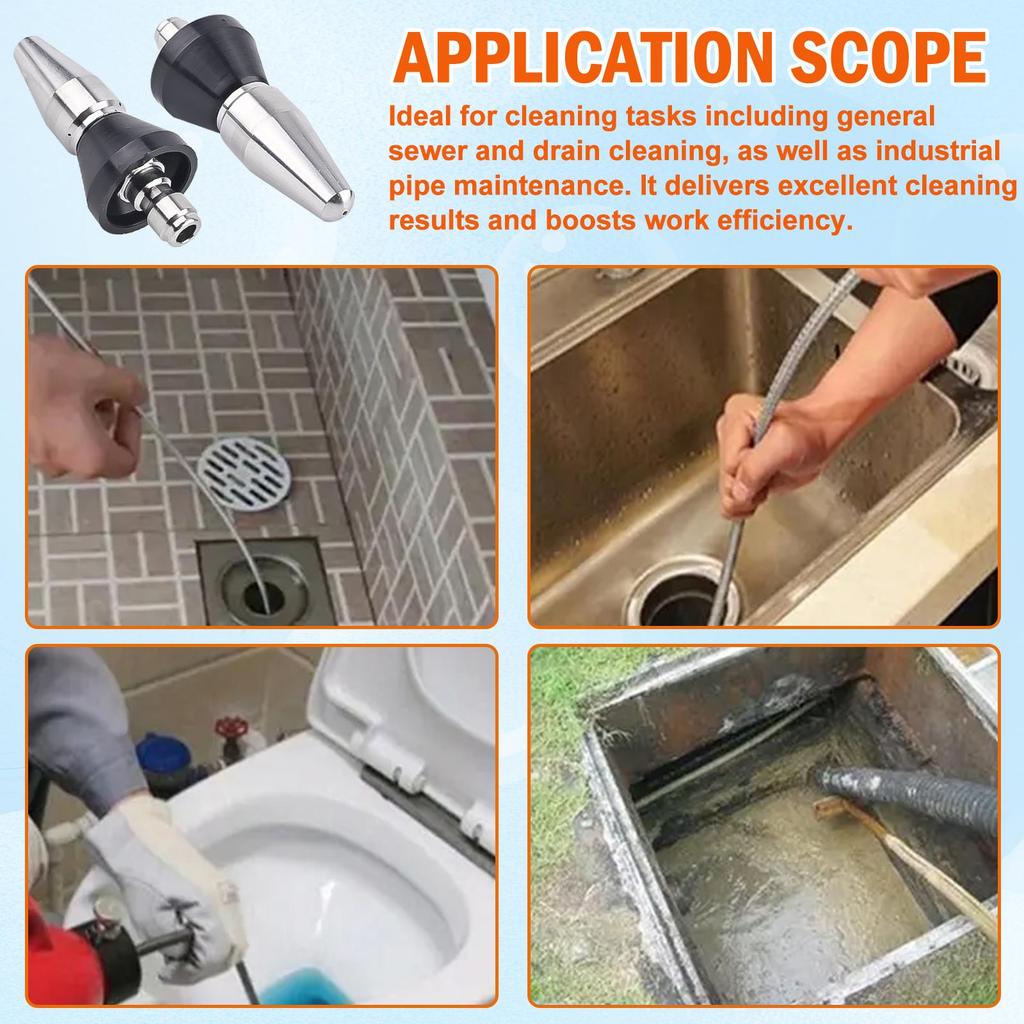 Pressure Washer Stainless Steel Sewer Jetter Nozzle, Durable Design Sewer Jet Nozzle,  with 1/4'' Quick Connector, 5000 PSI, Orifice 4.5 4.5GPM