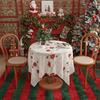 Christmas Tablecloth Red Embroidered Floral Leaf Design Rectangular Table Cover Home Party Decor Dust Protection