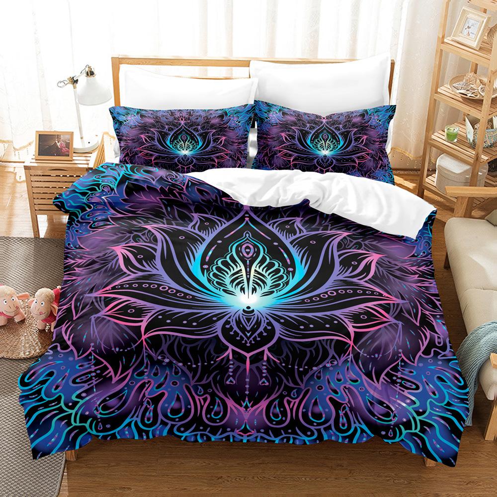 3D Buddha Bedding Set Microfiber Luxury Printed Down Duvet Cover Pillowcase 2/3 Birthday Gift AU210 * 240 Full Size Quick Drying Soft Home Textile