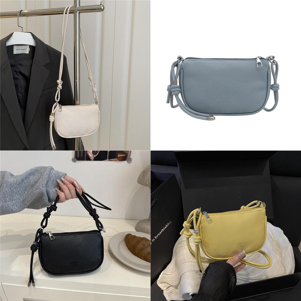 Simple Solid Color Lychee Texture Women Casual Shoulder Bag For Casual Outings