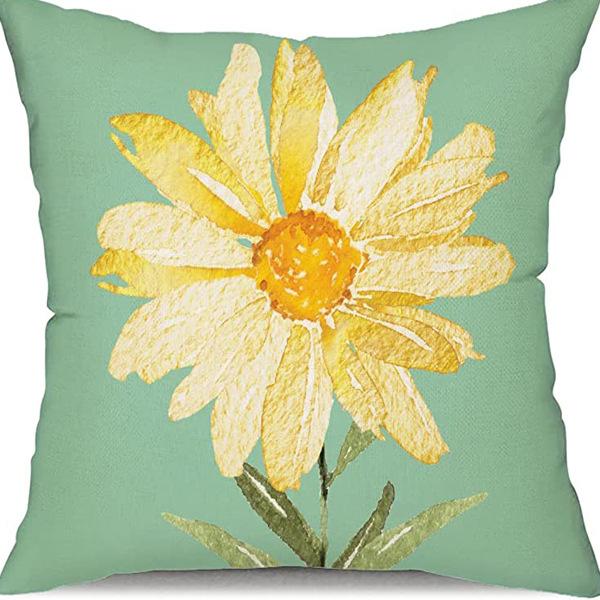 Small Daisy Flower Pillowcase New Striped Linen Home Fabric Sofa Pillowcase Light Luxury
