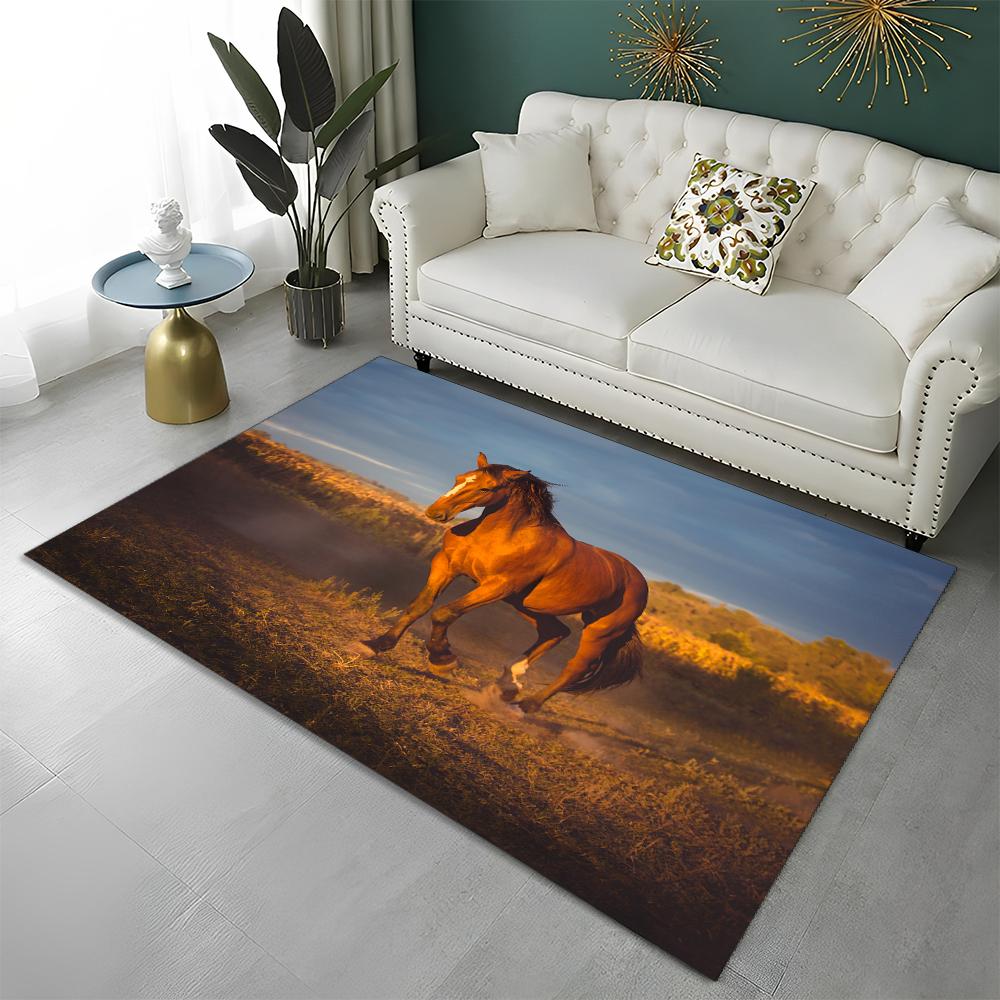 3D Animal Pentium Gallant Horse Steed Carpet Rug for Home Living Room Bedroom Sofa Doormat Decor,kid Area Rug Non-slip Floor Mat