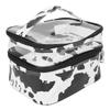 Cosmetic Bag Double Layer Large Capacity Cow Pattern Portable Multifunctional Storage Bag