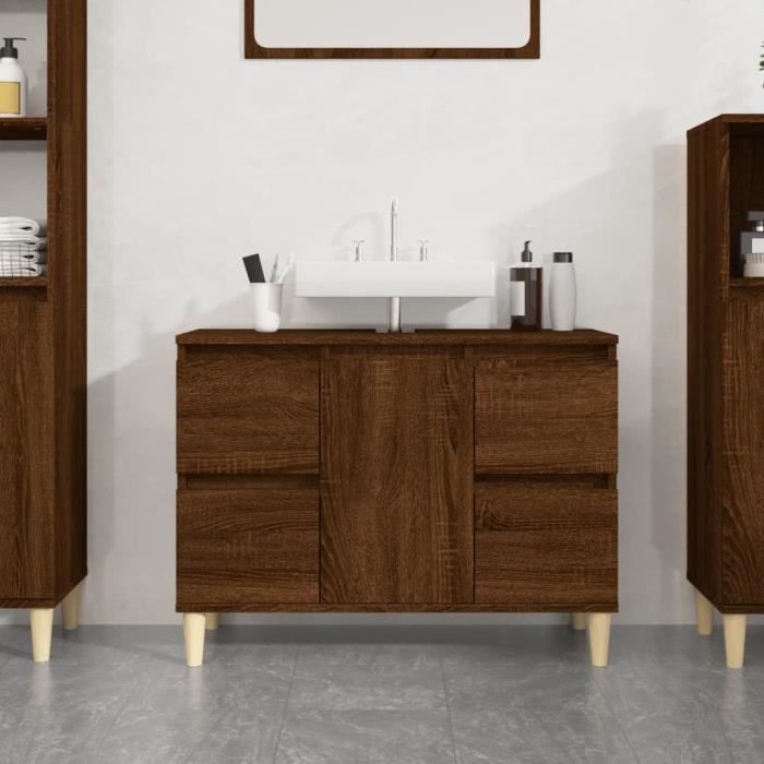 VidaXL Sink Cabinet Brown Oak 80x33x60 Cm Engineered Wood 821275
