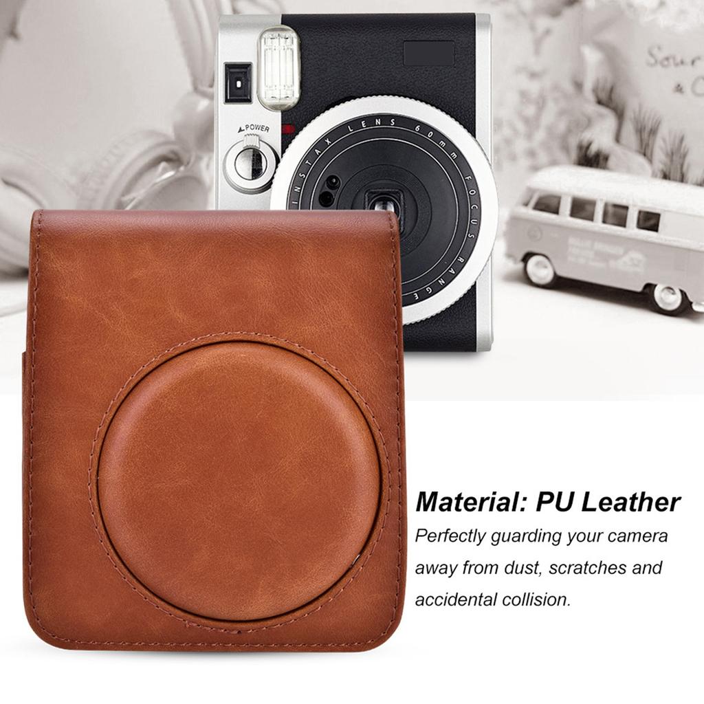 Protective PU Leather Camera Case Bag with Strap for Fujifilm Instax Mini 70 (Brown)