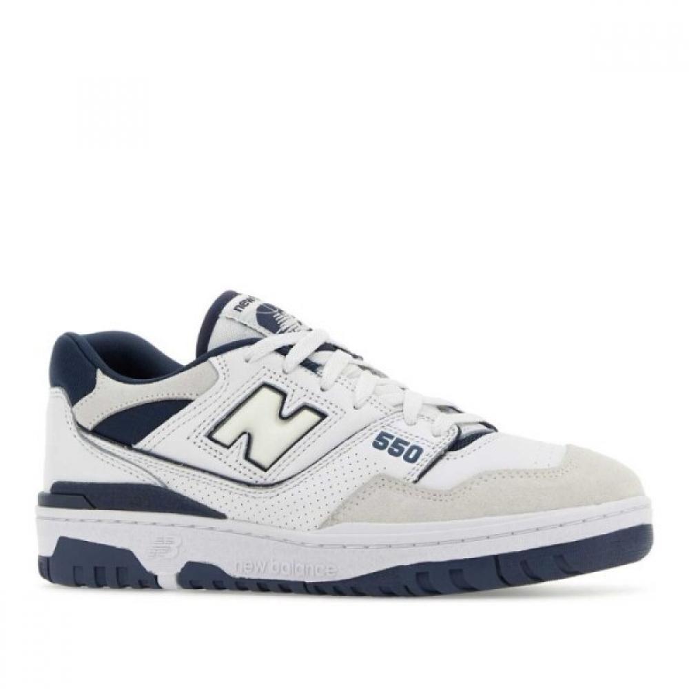 New Balance Two Tone Leather Fabric 550 Sneakers Bb550stg White