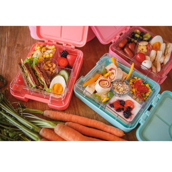 Lunch box - Klarstein - schmatzfatz easy snack - 4 compartiments - 18 x 15 x 5 cm - sans BPA - Turquoise