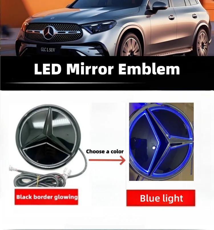 Bilklistremerke Varmt 2026 Nytt For Benz Stjernelogo til Frontgrill for Bil Hvit, Blå og LED-belyst Logo for Mercedes Benz W20