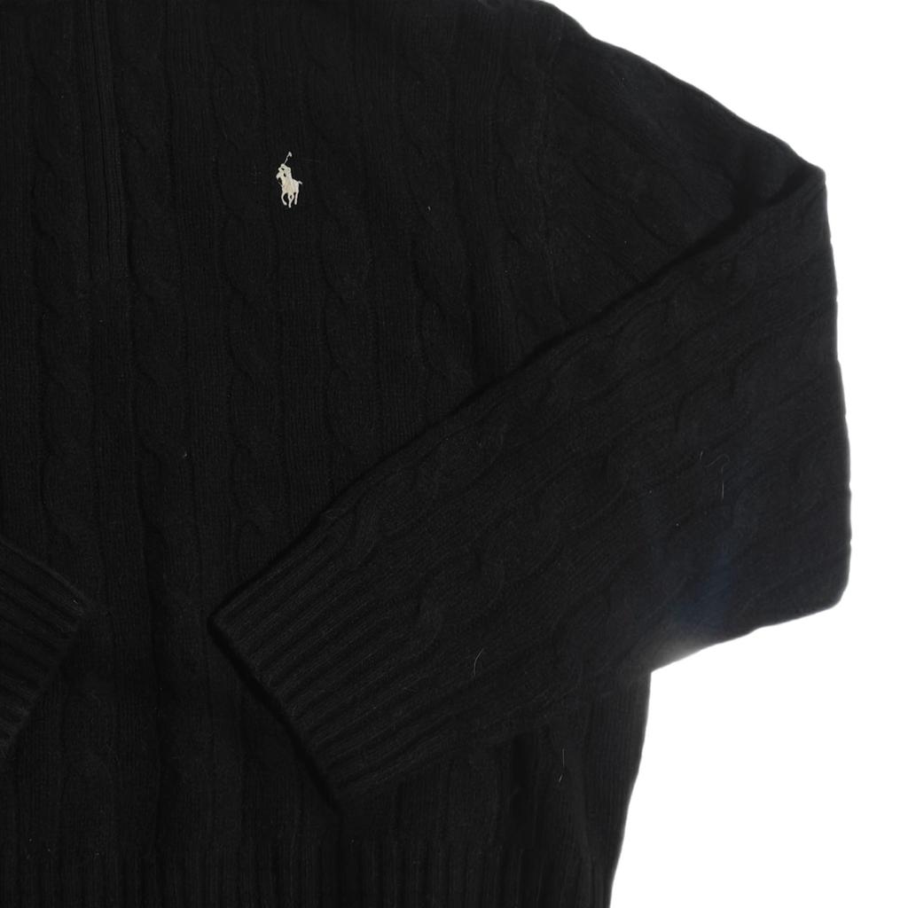 Polo Ralph Lauren FW24 Solid Logo Embroidered Pullover Long Sleeve Sweater Women Sweater Black 211956675-004