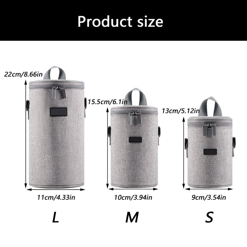 Portable Lens Storage Bag Cylindrical Design Featuring Oxford Cloth Protect Equipment from Scratches and Moisture