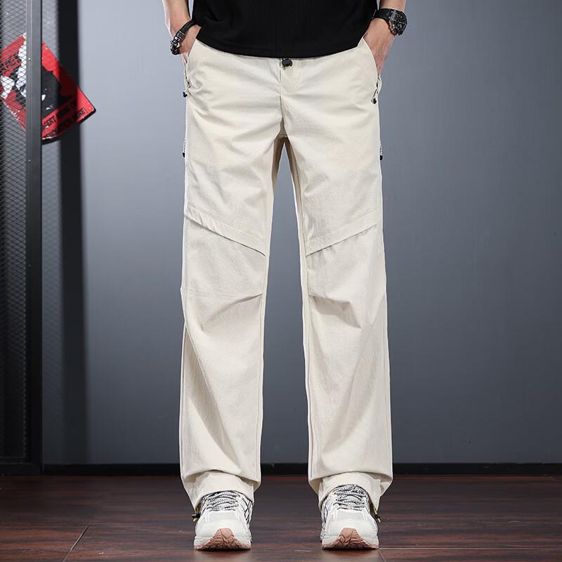Jieluino Men s Outdoor Quick-Dry Straight-Leg Cargo Pants L