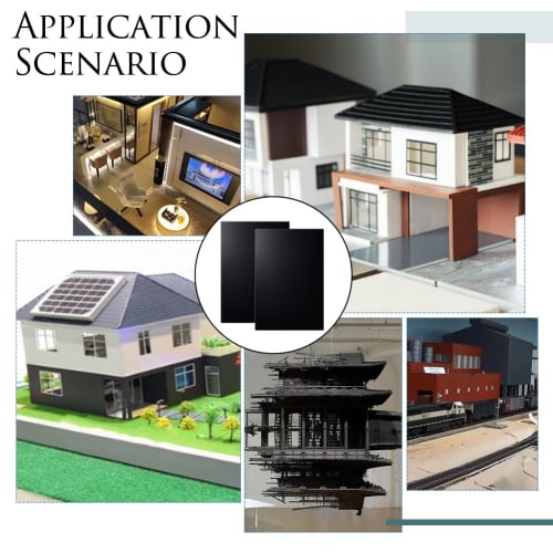 OLYCRAFT 2-Piece ABS Plastic Sheet, 300x200mm, 3mm Thick, Black, Hard Plastic Plates for Model Buildings, Architectural Models, Modeling Panels, DIY C