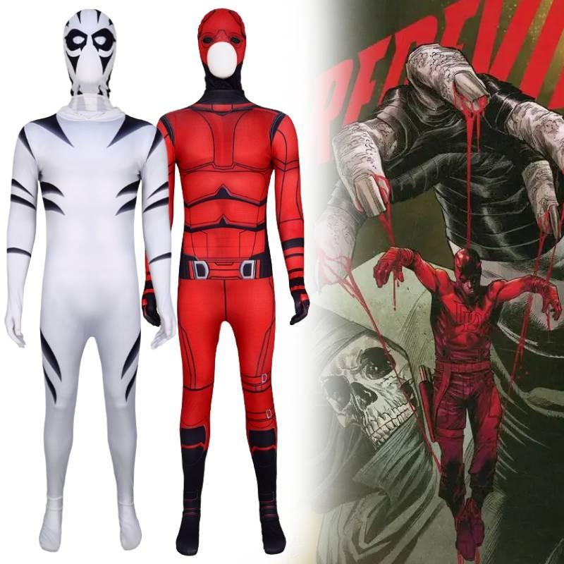 Tiger Daredevil White Cosplay Bodysuit Costume Jumpsuit Halloween Party Gift