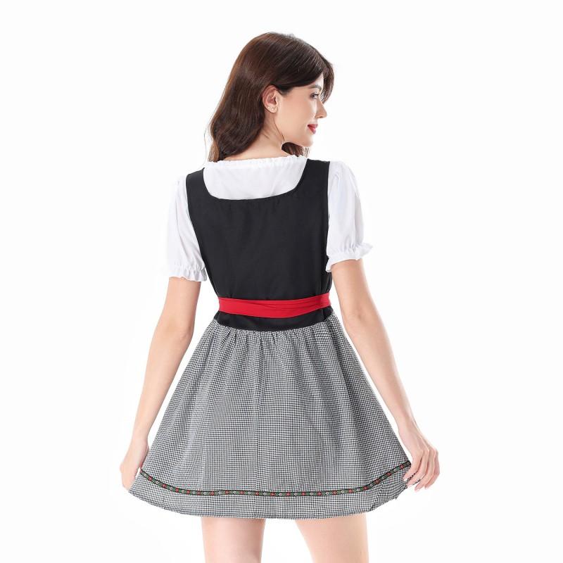 Bavarian Dirndl Dress Set With White Blouse Apron Oktoberfest Costume Women Festival Party Outfit