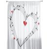 Music Symbol Red Heart Musical Note Sheer Curtains for Living Room Decoration Window Curtains Kitchen Tulle Voile Curtains