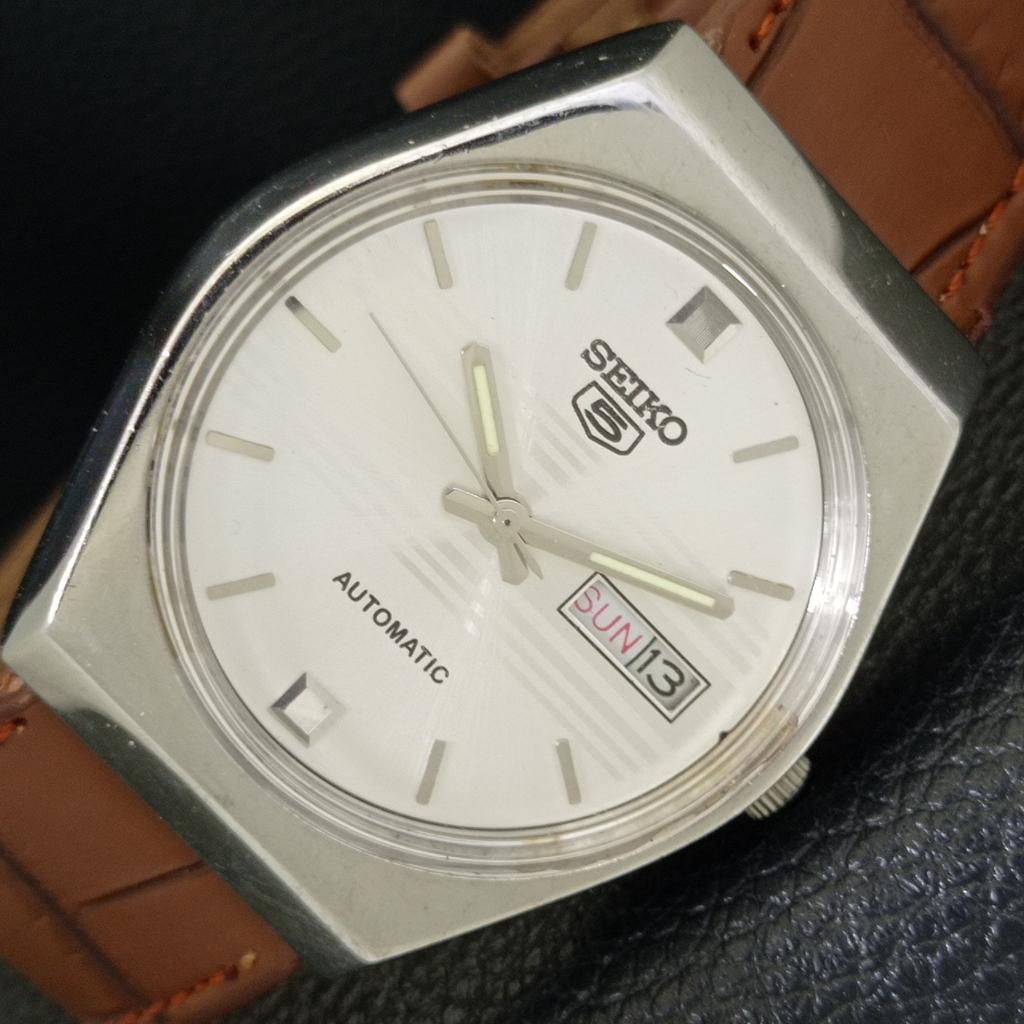 Seiko 5 AUTOMATIC 6309A JAPAN MENS VINTAGE SILVER COLOR DIAL WATCH A701557-5 R206b-a701557