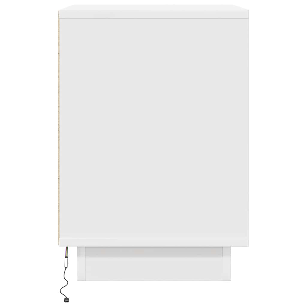 Szafka Nocna Z Oświetleniem Led Biała 38X34X50 Cm