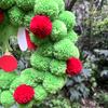 13 Inch Christmas Green Elf Wreath for Front Door Plush Pompom Ball Wreath with Wooden
