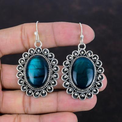 Neon Flash Labradorit Náušnice Originální šperky z drahokamů 925 Sterling Silver Náušnice Ručně vyráběné Elegantní náušnice Svatební šperky Dárky pro maminku