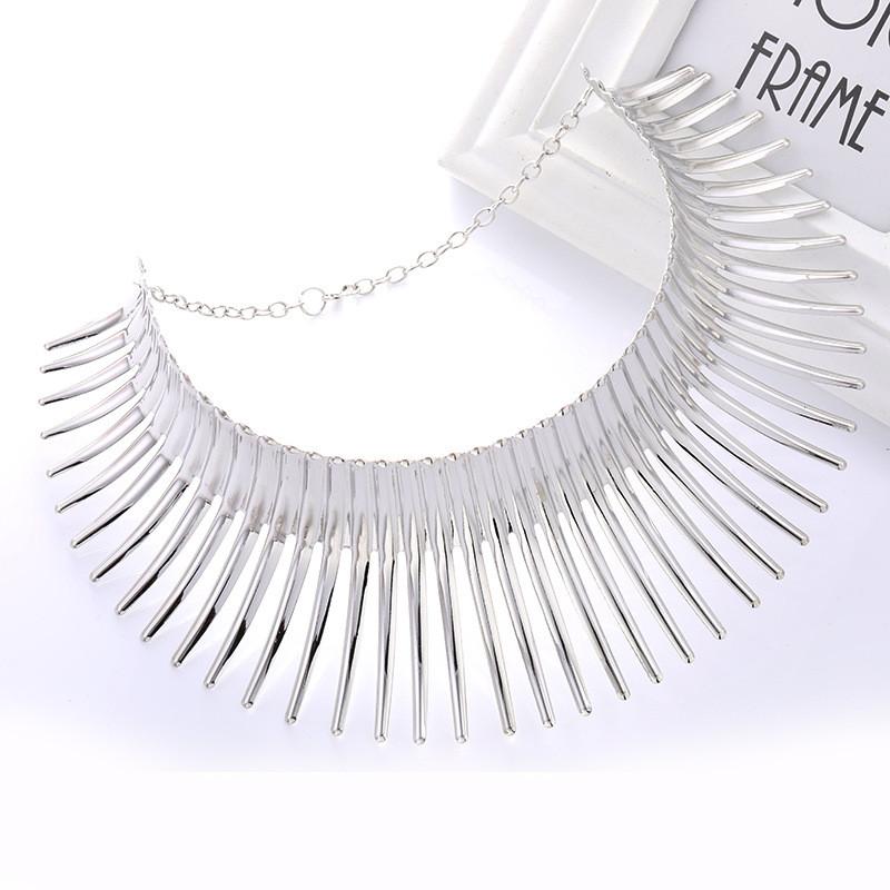 Solid Color Fashion Curved Design Women Metal Necklace Collar For Trendy Outfit