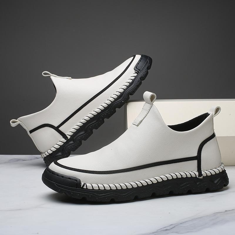 

Мужская обувь ручной работы из кожи, повседневные походные ботинки, уличные слипоны, ботильоны, высокие кроссовки для ходьбы, больших размеров 47 белый