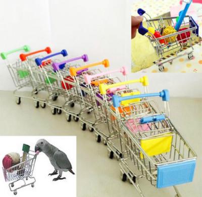 Novo Carrinho de Compras Mini Colorido Engraçado para Supermercado Brinquedo para Pássaro Papagaio Hamster Pet