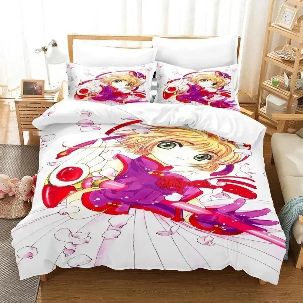 3D Druck Anime Cardcaptor Sakura Bettwäsche Set Bettbezug Bettset Steppdecke Bezug Kissenbezug Bettdecke King Queen Größe Jungen Erwachsene