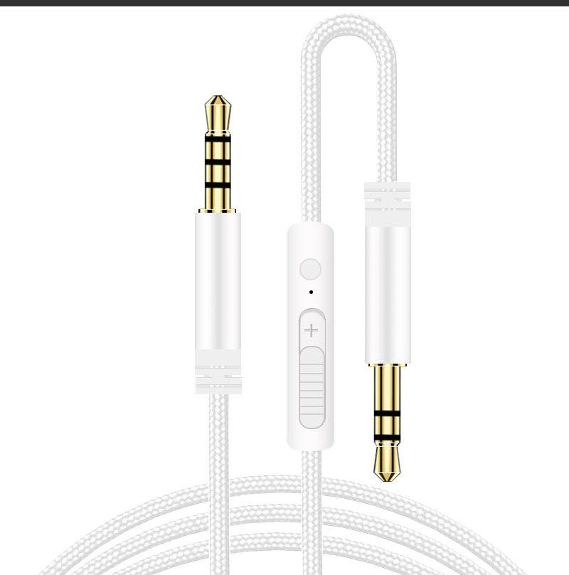 3.5mm Male-to-Male Audio Recording Cable with Microphone and In-Line Volume Control