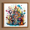 5D DIY Full Round Drill Diamond Painting Colorful House Abstract Series Decor