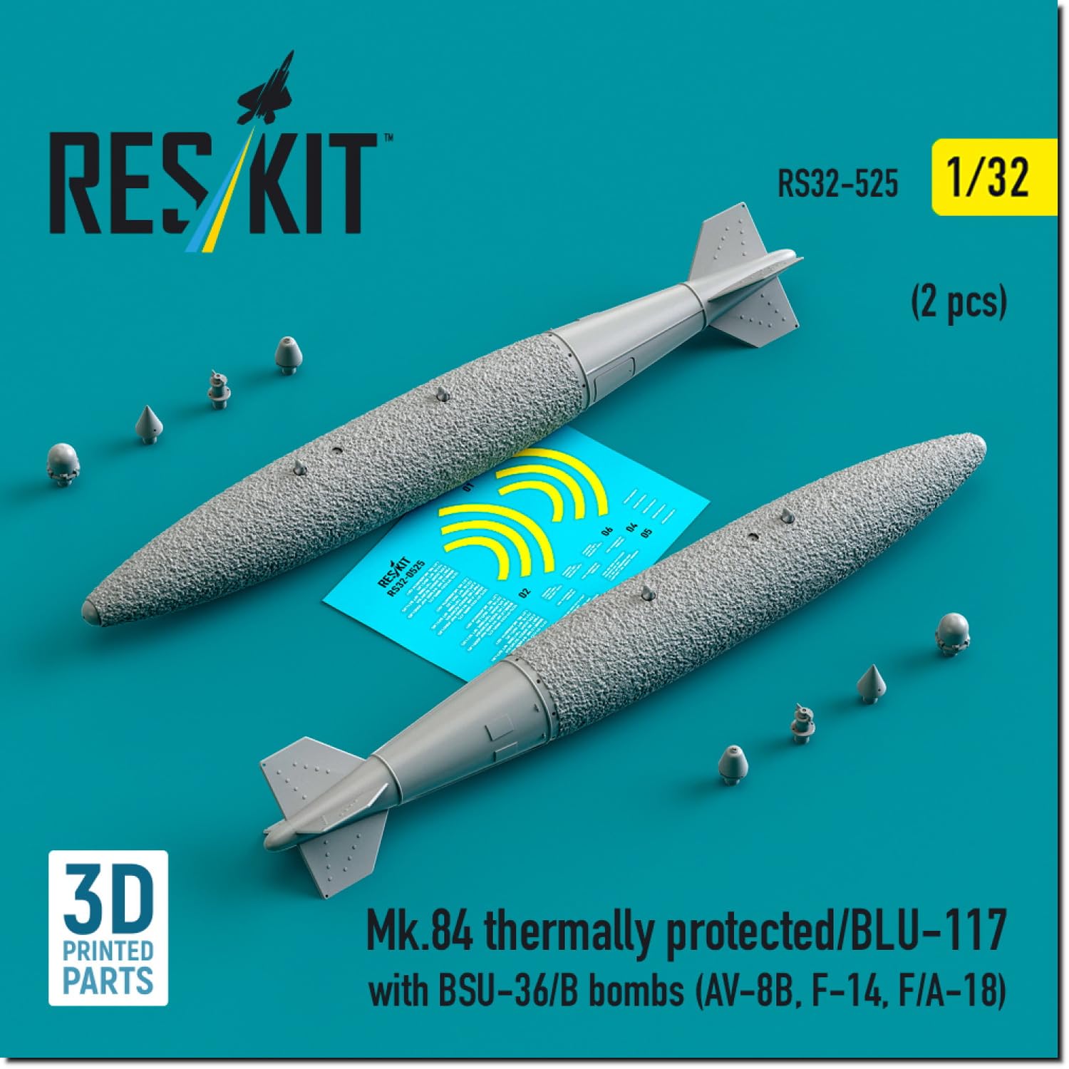 

Reskit 2000 фунтовая бомба стабилизатор тип ВМС 2 штуки Детали для пластиковой модели 1/32 Mk.84/BLU-117 с BSU-36/B RSK32-0525 (Самолет)