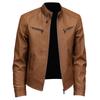 Men's Trendy American Stand-Collar Faux Leather Motorcycle Jacket with British and Korean Style