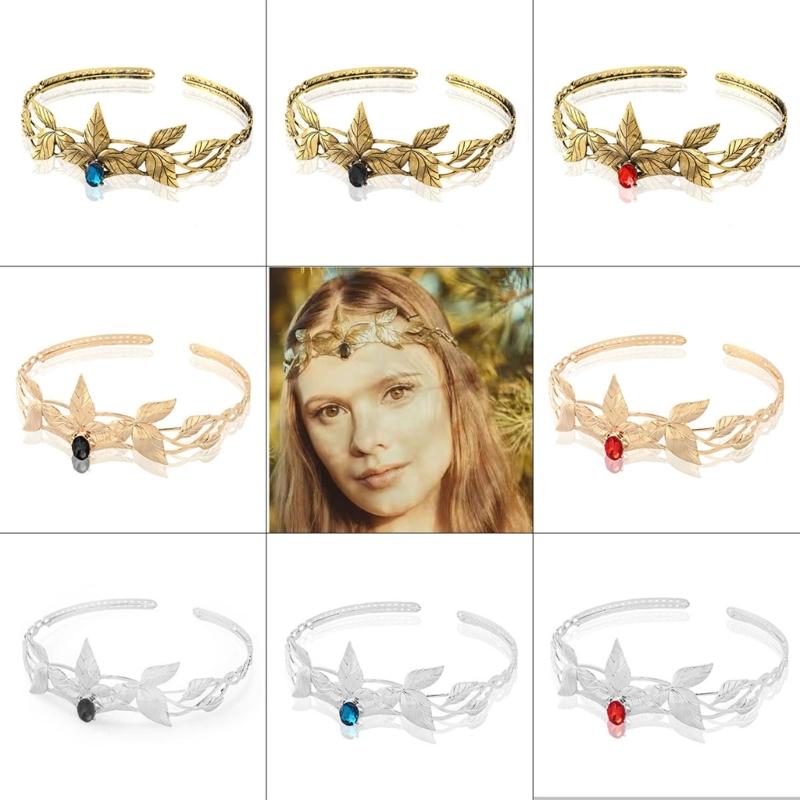 Shinning Hair Hoop Ethnic Style Leaves Shape Baroque Headband for Taking Photo